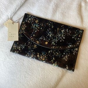 Navy velvet clutch